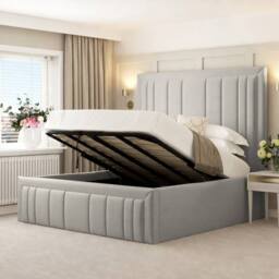 "Bed Choices Emperor Upholstered Bed Frame with 54"" Headboard in Silver - Size: Super King" - thumbnail 4
