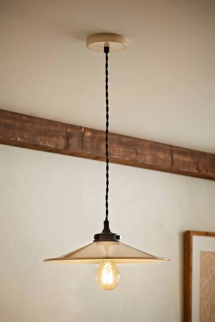 ValueLights Hampstead Metal Rolled Edge Tapered Flush Ceiling Light with Bulb in Cream - image 1