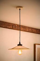 ValueLights Hampstead Metal Rolled Edge Tapered Flush Ceiling Light with Bulb in Cream - thumbnail 2