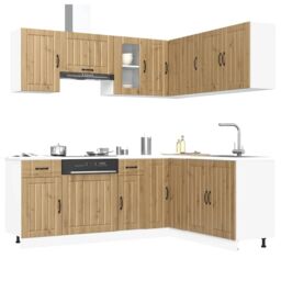 Berkfield Home 11 Piece Kitchen Cabinet Set Lucca Artisan Oak Engineered Wood in Brown - thumbnail 1