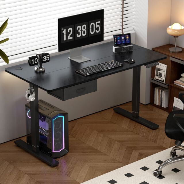 MCC Direct Electric Desk Height Adjustable Standing/Sitting Computer Desk 100cm in Black - image 1