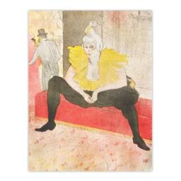 "Artery8 Seated Clowness Sketch Vintage Wall Art Print Toulouse Lautrec in Beige - Size: W12"" x H16""" - thumbnail 1