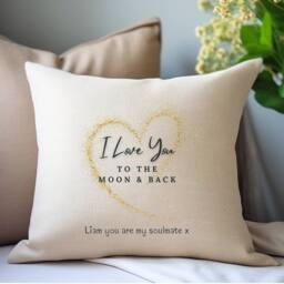 Aye Do Gifts Personalised Love You to the Moon & Back Cushion in Beige - Size: 40 cm x 40 cm - thumbnail 1