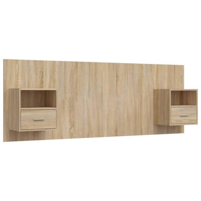 Berkfield Home Bed Headboard with Cabinets Sonoma Oak Engineered Wood in Light Tan - image 1