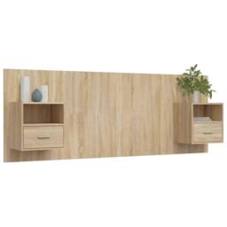 Berkfield Home Bed Headboard with Cabinets Sonoma Oak Engineered Wood in Light Tan - thumbnail 5