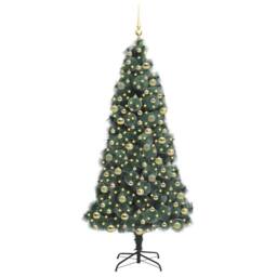 Berkfield Home Artificial Pre-lit Christmas Tree with Ball Set Green 210 cm - thumbnail 3