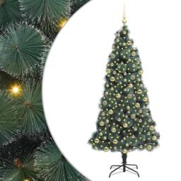 Berkfield Home Artificial Pre-lit Christmas Tree with Ball Set Green 210 cm - thumbnail 2