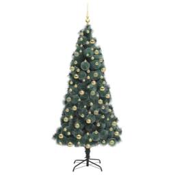 Berkfield Home Artificial Pre-lit Christmas Tree with Ball Set Green 210 cm - thumbnail 4