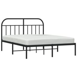 Berkfield Home Metal Bed Frame with Headboard Black 135x190 cm Double - thumbnail 4