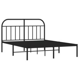 Berkfield Home Metal Bed Frame with Headboard Black 135x190 cm Double - thumbnail 5