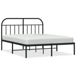 Berkfield Home Metal Bed Frame with Headboard Black 135x190 cm Double - thumbnail 2