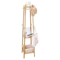 Kelvenix Wooden Coat Rack Hat Jacket Bag Clothes Rail Stand in Brown