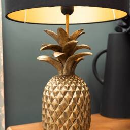 Madison & Mayfair Glamorous Pineapple Gold Base Lamp with Black & Gold Shade - thumbnail 2