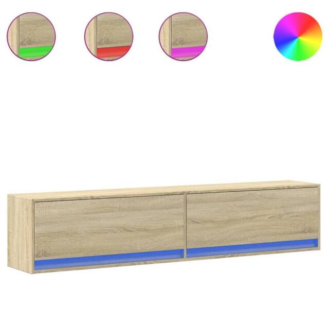 Berkfield Home TV Wall Cabinet with LED Sonoma Oak 180x31x38 cm in Light Brown - Size: 180 x 31 x 38 cm - image 1