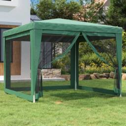 Berkfield Home Party Tent with 4 Mesh Sidewalls Green 3x3 m HDPE - thumbnail 2