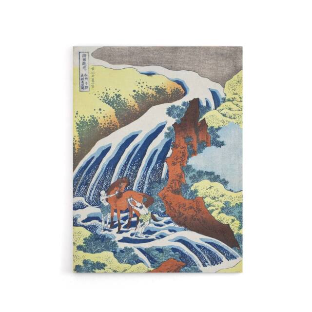 "Artery8 Waterfall Horse Vintage Japan Canvas Wall Art Print Hokusai in Blue - Size: W18"" x H24""" - image 1