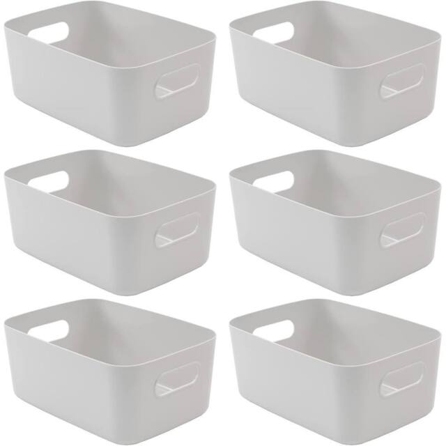 Tanness 6 Pack Stackable Plastic Storage Boxes with Handles - Grey - image 1