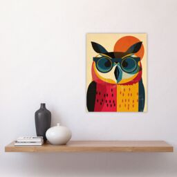 "Artery8 Wall Art Print Owl Bird Shades Sunglasses Fun Colourful Painting Poster in Orange - Size: W24"" x H32""" - thumbnail 4