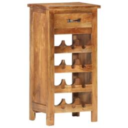 Berkfield Home Wine Cabinet 40x30x80 cm Solid Acacia Wood in Brown - Size: 40 x 30 x 80 cm - thumbnail 1