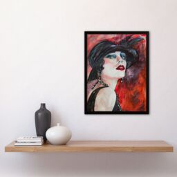 Artery8 Glamorous Flapper Portrait 1920s Scarlet Framed Art Print in Red - Size: A4 - thumbnail 4