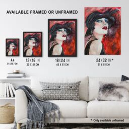 Artery8 Glamorous Flapper Portrait 1920s Scarlet Framed Art Print in Red - Size: A4 - thumbnail 3
