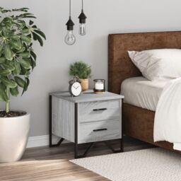Berkfield Home Bedside Cabinet Grey Sonoma 40x41x40 cm Engineered Wood - Size: 40 x 41 x 40 cm - thumbnail 3