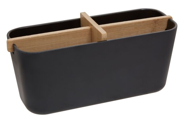Orsina Grey Detachable Organizer With 4 Compartments, Bamboo Fibre Storage Organizer, Sub-Grid Drawer Organizer in Black - image 1