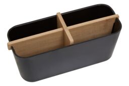 Orsina Grey Detachable Organizer With 4 Compartments, Bamboo Fibre Storage Organizer, Sub-Grid Drawer Organizer in Black - thumbnail 2