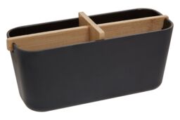 Orsina Grey Detachable Organizer With 4 Compartments, Bamboo Fibre Storage Organizer, Sub-Grid Drawer Organizer in Black - thumbnail 1
