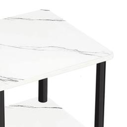 FORGEVIO 2 Tier Finish Side Table with Shelf Bedroom Coffee End Table Marble in White - thumbnail 3