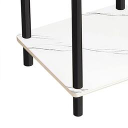 FORGEVIO 2 Tier Finish Side Table with Shelf Bedroom Coffee End Table Marble in White - thumbnail 4