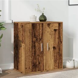 Berkfield Home Shoe Cabinets 2 pcs Old Wood 32x35x70 cm Engineered Wood in Brown - Size: 32 x 35 x 70 cm - thumbnail 3