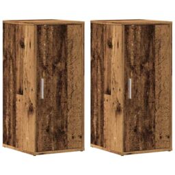 Berkfield Home Shoe Cabinets 2 pcs Old Wood 32x35x70 cm Engineered Wood in Brown - Size: 32 x 35 x 70 cm - thumbnail 4