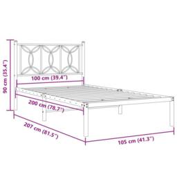 Berkfield Home Metal Bed Frame without Mattress with Headboard Black 100x200cm - Size: 100x200 cm - thumbnail 8