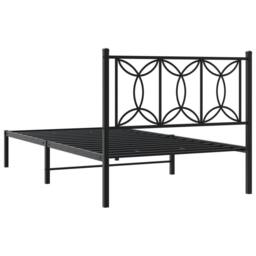 Berkfield Home Metal Bed Frame without Mattress with Headboard Black 100x200cm - Size: 100x200 cm - thumbnail 6