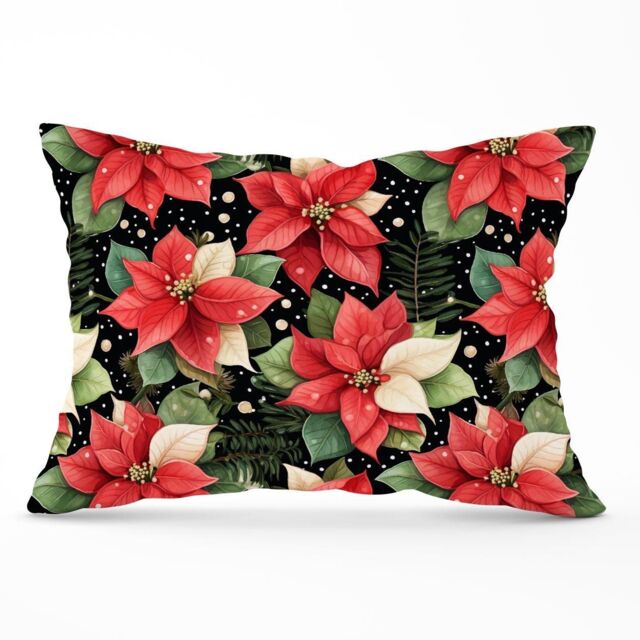 Warren Reed - Designer Poinsettia, Watercolor Style Cushions in Red - Size: 45 cm x 45 cm - image 1