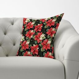 Warren Reed - Designer Poinsettia, Watercolor Style Cushions in Red - Size: 45 cm x 45 cm - thumbnail 2