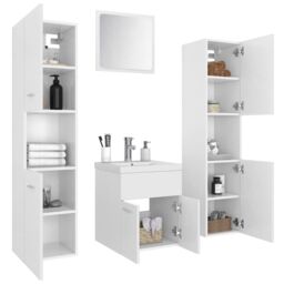 Berkfield Home Bathroom Furniture Set White Engineered Wood - thumbnail 3