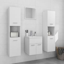 Berkfield Home Bathroom Furniture Set White Engineered Wood - thumbnail 1