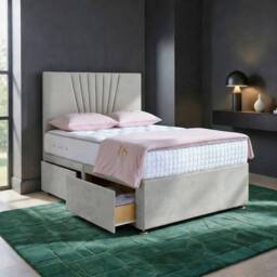 DS Living Elysian Upholstered Drawer Storage Bed Frame in Cream - Size: Super King - thumbnail 1