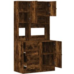 Berkfield Home Kitchen Cabinet Smoked Oak 95x50x180 cm Engineered Wood in Brown - Size: 95 x 50 x 180 cm - thumbnail 7