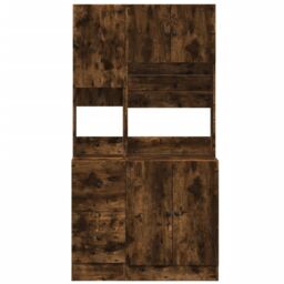 Berkfield Home Kitchen Cabinet Smoked Oak 95x50x180 cm Engineered Wood in Brown - Size: 95 x 50 x 180 cm - thumbnail 4
