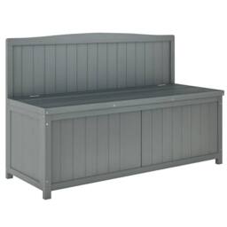 OUTSUNNY Wood Storage Bench for Patio, Outdoor Garden Seating in Grey - thumbnail 2