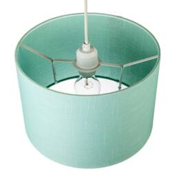 Happy Homewares Designer Emerald Bay Green Textured Linen Fabric Circular Lamp Shade in Pale Green - Size: 12 inches - thumbnail 3