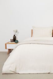 Panda London Panda Bamboo & French Linen Fitted Sheet in Beige - Size: Super King - thumbnail 2