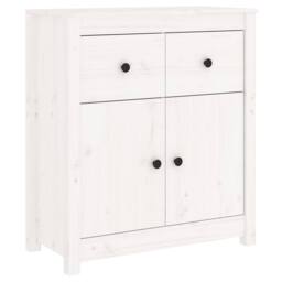 Berkfield Home Sideboard White 70x35x80 cm Solid Wood Pine - Size: 70 x 35 x 80 cm - thumbnail 1