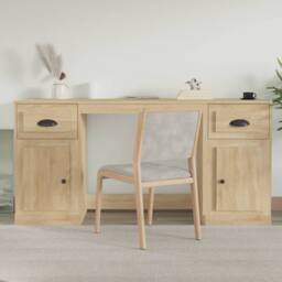 Berkfield Home Elegant Desk with Cabinet Sonoma Oak Engineered Wood in Brown - thumbnail 2
