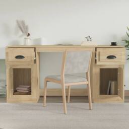 Berkfield Home Elegant Desk with Cabinet Sonoma Oak Engineered Wood in Brown - thumbnail 1