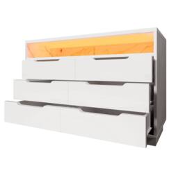 Matteo Marbled 6-Drawer Sideboard, Modern Storage Cabinet in White - Size: 120 cm x 90 cm - thumbnail 7
