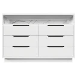 Matteo Marbled 6-Drawer Sideboard, Modern Storage Cabinet in White - Size: 120 cm x 90 cm - thumbnail 5